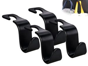 Amooca Car Seat Headrest Hook 4 Pack Hanger Storage Organizer Universal for Handbag Purse Coat fit Universal Vehicle Car Black S Type