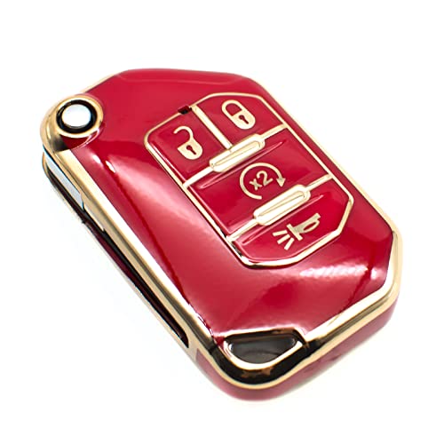 FEYOUN Key Fob Cover Compatible with Jeep Gladiator Wrangler Flip 4 Buttons TPU Remote Keyless Key Fob Case Protection Shell Accessories FEYOUN Key Fob Cover Compatible with Jeep Gladiator Wrangler Flip 4 Buttons TPU Remote Keyless Key Fob Case Protection Shell Accessories