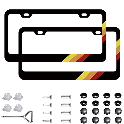 Beiyashopp Tri-Color 3 Color Stainless Steel License Plate Frames Decoration Accessories Car Truck Label Fit for Tacoma 4Runner Tundra Sequoia Rav4 Highlander (Yellow-Orange-Red ///) Beiyashopp Tri-Color 3 Color Stainless Steel License Plate Frames Decoration Accessories Car Truck Label Fit for Tacoma 4Runner Tundra Sequoia Rav4 Highlander (Yellow-Orange-Red ///)