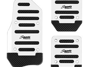 KIFIDAN 3PCS Nonslip Striped Car Pedal Pads Sports Gas Pedal Accessories Aluminum Alloy Pedal Car Replacement Accessories Universal for Car