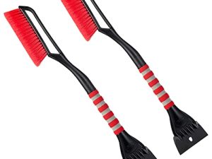 FOVAL 27" Snow Brush with Wider Ice Scraper (4.73" Width)(2 Pack)