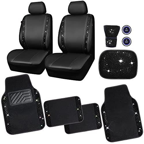 CAR PASS Bling Rhinestone Diamonds Car Seat Covers Leather&Shining Diamond Car Floor mats Carpet with Anti-Slip Nibs&Bling Car Accessories Sets(Black Glitter Crystal Diamond Combo Set) CAR PASS Bling Rhinestone Diamonds Car Seat Covers Leather&Shining Diamond Car Floor mats Carpet with Anti-Slip Nibs&Bling Car Accessories Sets(Black Glitter Crystal Diamond Combo Set)