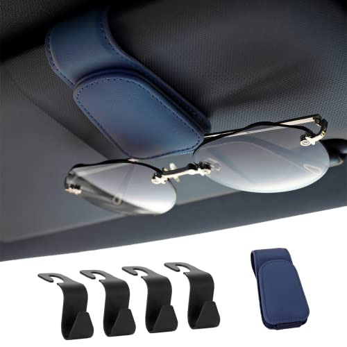 AOKJOY Sunglasses Holders for Car Sun Visor Magnetic Leather Glasses Eyeglass Hanger Clip for Car Ticket Card Clip Eyeglasses Mount Car Visor Accessories Car Seat Headrest Hook(Blue) AOKJOY Sunglasses Holders for Car Sun Visor Magnetic Leather Glasses Eyeglass Hanger Clip for Car Ticket Card Clip Eyeglasses Mount Car Visor Accessories Car Seat Headrest Hook(Blue)