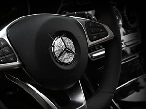 TopDall Steering Wheel Bling Crystal Emblem Accessory Interior Decal Sticker Compatible for Mercedes-Benz
