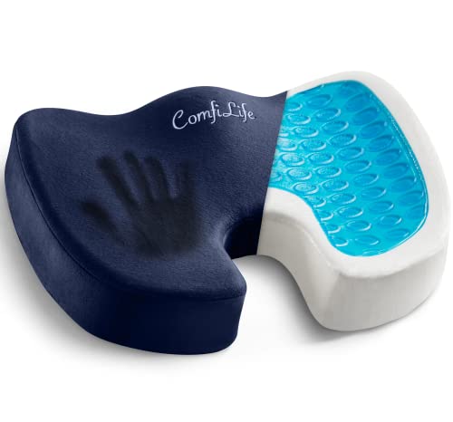 ComfiLife Gel Enhanced Seat Cushion – Non-Slip Orthopedic Gel & Memory Foam Coccyx Cushion for Tailbone Pain – Office Chair Car Seat Cushion – Sciatica & Back Pain Relief (Navy Blue) ComfiLife Gel Enhanced Seat Cushion – Non-Slip Orthopedic Gel & Memory Foam Coccyx Cushion for Tailbone Pain – Office Chair Car Seat Cushion – Sciatica & Back Pain Relief (Navy Blue)