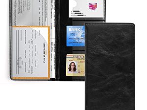 UYYE Auto Car Registration and Insurance Documents Holder - PU Leather Vehicle Glove Box Documents Organizer Wallet