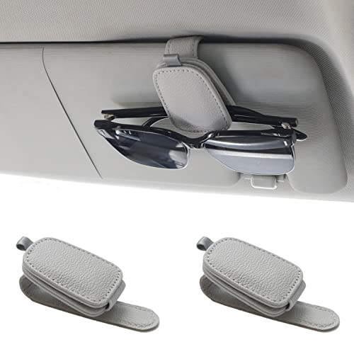 Yuoyar 2 Packs Sunglasses Holders for Car Visor - Magnetic Leather Sunglasses Holder and Ticket Card Clip - Car Visor Accessories (Silver Grey) Yuoyar 2 Packs Sunglasses Holders for Car Visor - Magnetic Leather Sunglasses Holder and Ticket Card Clip - Car Visor Accessories (Silver Grey)