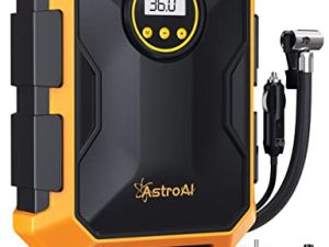 AstroAI Tire Inflator Air Compressor 12V DC Portable Air Compressor Car Accessories Auto Tire Pump 100PSI with LED Light Digital Air Pump for Car Tires Bicycles Other Inflatables Yellow