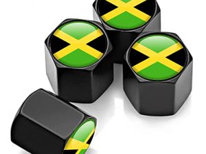 Jamaica Flag Jamaican Flag Tire Valve Caps (4-Pack) Universal Stem Covers for Cars