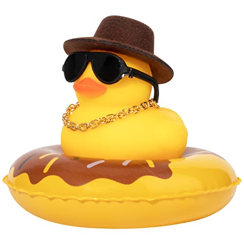 wonuu Car Rubber Duck Car Duck Decoration Dashboard Car Ornament for Car Dashboard Decoration Accessories with Mini Sun Hat Swim Ring Necklace and Sunglasses (A-Black&Brown Top Hat) wonuu Car Rubber Duck Car Duck Decoration Dashboard Car Ornament for Car Dashboard Decoration Accessories with Mini Sun Hat Swim Ring Necklace and Sunglasses (A-Black&Brown Top Hat)