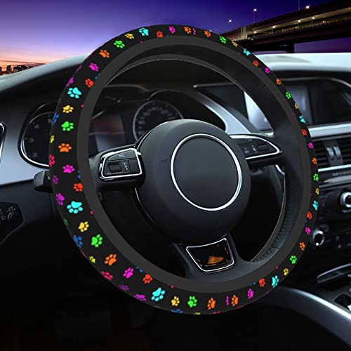 Dog Paw Prints Steering Wheel Cover Universal 15 Inch Cute Car Accessories Protector for Women Men Girls Dog Paw Prints Steering Wheel Cover Universal 15 Inch Cute Car Accessories Protector for Women Men Girls