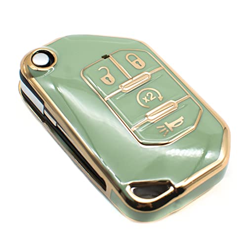 FEYOUN Key Fob Cover Compatible with Jeep Gladiator Wrangler Flip 4 Buttons TPU Remote Keyless Key Fob Case Protection Shell Accessories FEYOUN Key Fob Cover Compatible with Jeep Gladiator Wrangler Flip 4 Buttons TPU Remote Keyless Key Fob Case Protection Shell Accessories