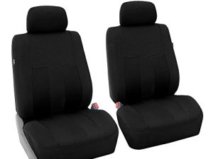 FH Group Car Seat Covers Front Set Black Cloth - Seat Covers for Low Back Car Seats with Removable Headrest
