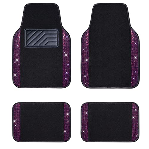 CAR PASS Bling Rhinestones Diamond Universal Dark-Purple Car Floor Mats CAR PASS Bling Rhinestones Diamond Universal Dark-Purple Car Floor Mats
