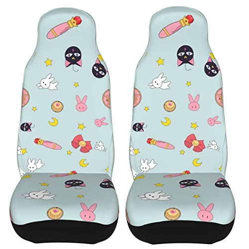 meiystyle Anime Car Seat Cover 2 PCS Front Seat Covers Sailor Moon Car Accessories for Women Fits Most Cars SUVs Trucks meiystyle Anime Car Seat Cover 2 PCS Front Seat Covers Sailor Moon Car Accessories for Women Fits Most Cars SUVs Trucks