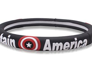 Finex Silicone Captain America Superhero Auto Car Steering Wheel Cover - Black - Universal Fit