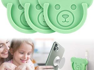 TOPGO Topsocket Car Mount for Phone Holder Cute Bear Style Silicone Grip Stand with Phone line Clasp for Collapsible Socket User Used on Dashboard