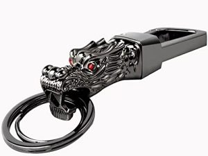 NC Dragon Head Keychain Key Ring Clip Carabiner Key Holder Zinc Alloy Metal Heavy Duty Automotive Car Keychains Accessories for Men & Women with Gift Box