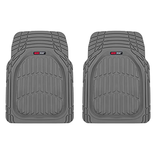 Motor Trend 2 Piece Front Car Floor Mats- Gray FlexTough Contour Liners-Deep Dish Heavy Duty Rubber Floor Mats for Car SUV Truck & Van-All Weather Protection Motor Trend 2 Piece Front Car Floor Mats- Gray FlexTough Contour Liners-Deep Dish Heavy Duty Rubber Floor Mats for Car SUV Truck & Van-All Weather Protection