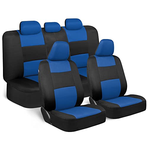 BDK PolyPro Car Seat Covers Full Set in Blue on Black – Front and Rear Split Bench Car Seat Cover BDK PolyPro Car Seat Covers Full Set in Blue on Black – Front and Rear Split Bench Car Seat Cover