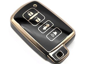 FEYOUN Key Fob Cover Compatible with Toyota Avalon Camry Corolla RAV4 Sequoia Highlander Smart 4 Buttons TPU Remote Keyless Key Fob Case Protection Shell Accessories