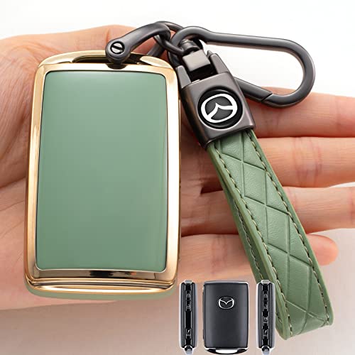 Saimui Smart Key Fob Case Cover Protector with Leather Key Holder Compatible with 2019-2022 Mazda 3 Saimui Smart Key Fob Case Cover Protector with Leather Key Holder Compatible with 2019-2022 Mazda 3