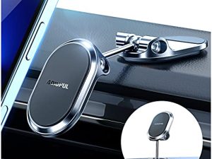 Magnetic Phone Holder for Car Metal Upgrade 6X Magnets Phone Mount Double 360° Rotation Super Sticker Phone Holder Car Mount Easy Install Suitable for Dashboard Screens Compatible with All Phone black