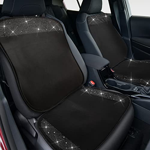 2 Pair Bling Car Seat Covers for Women Girls Rubber Black Front Seat Cover with Crystal Diamond Rhinestone Breathable Car Seat Protectors Fit Most Cars (Black) 2 Pair Bling Car Seat Covers for Women Girls Rubber Black Front Seat Cover with Crystal Diamond Rhinestone Breathable Car Seat Protectors Fit Most Cars (Black)