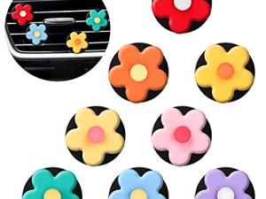 8 Pieces Flower Air Freshener Car Clips Car Air Vent Clip Car Accessories Interior Decor for Women Girls Cute Charm Colorful Air Vent Decorations (Bright Colors)