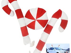 KOVOT Candy Cane Car Decoration Set: Includes Candy Canes for Windows and a Candy Nose