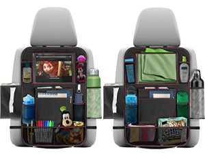 EcoNour BackSeat Kids Organizer (2 Pack) | Car Back Seat Tablet Holder for Kids with Multiple Storage Pockets | Back Seat Protector and Storage for Toddlers | Car BackSeat Accessories For Kid