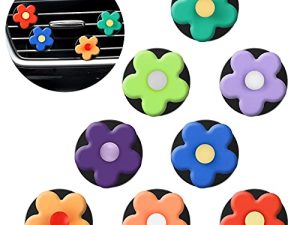 8 Pieces Flower Air Freshener Car Clips Car Air Vent Clip Car Accessories Interior Decor for Women Girls Cute Charm Colorful Air Vent Decorations (Classic Colors)