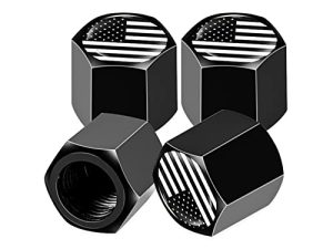 Ajxn 4 PCS B&W American Flag Car Wheel Tire Valve Stem Caps Airtight Dust Proof Covers Universal Tire Air Valve Caps for Cars