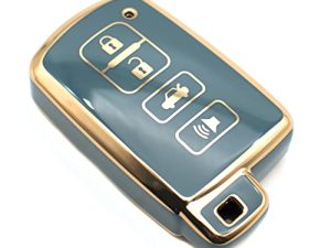 FEYOUN Key Fob Cover Compatible with Toyota Avalon Camry Corolla RAV4 Sequoia Highlander Smart 4 Buttons TPU Remote Keyless Key Fob Case Protection Shell Accessories