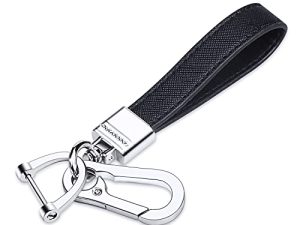 QBUC Genuine Leather Car Keychain