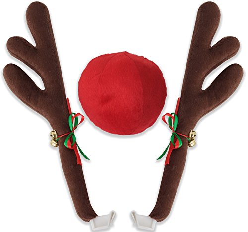 OxGord Car Reindeer Antlers & Nose - Christmas Decorations for Car - Window Roof-Top & Grille Rudolph Reindeer Kit - Auto Holiday Accessories Decoration Kit Best for Car SUV Van Truck OxGord Car Reindeer Antlers & Nose - Christmas Decorations for Car - Window Roof-Top & Grille Rudolph Reindeer Kit - Auto Holiday Accessories Decoration Kit Best for Car SUV Van Truck