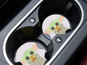 Car Cupholder Coaster Absorbent 2 Pack Cute Kawaii Caroon Design Rubber New Automotive Cup Holder Decal Decor Accessories for Women Men BD358