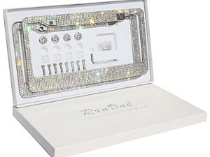 RunOne Rhinestone License Plate Frame Bling Car Accessories For Women