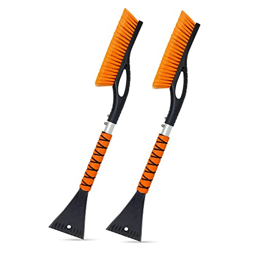 EcoNour 27" Aluminum Car Snow Scraper and Brush (Orange) | Weaved Bristle Head with Metal Body Ice Scraper for Car Windshield | Tough Ice Scraper with Ergonomic Foam Grip Winter Accessory | 2 Pack EcoNour 27" Aluminum Car Snow Scraper and Brush (Orange) | Weaved Bristle Head with Metal Body Ice Scraper for Car Windshield | Tough Ice Scraper with Ergonomic Foam Grip Winter Accessory | 2 Pack