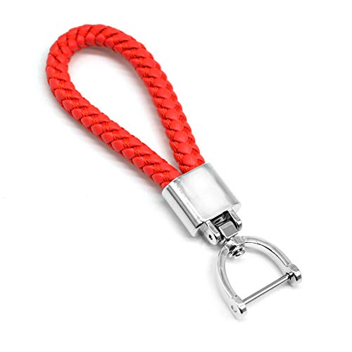 Universal Red Leather Car Fob Keychain Metal Keyring Woven Strap Braided Rope Key Chain for Men and Women - Silver Color Universal Red Leather Car Fob Keychain Metal Keyring Woven Strap Braided Rope Key Chain for Men and Women - Silver Color