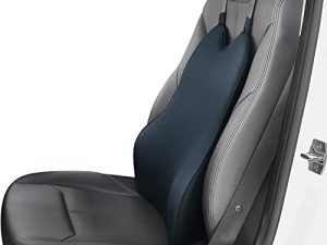 Lumbar Support Pillow for Car-Car Back Support-Memory Foam Car Lumbar Support for Driving Fatigue / Back Pain Relief - Dual Straps Better Fix The Car Cushion - Dark Gray