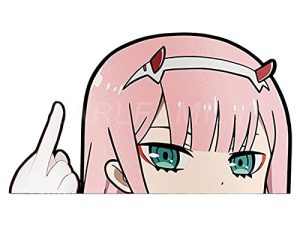 EARLFAMILY 5.1'' Anime Car Sticker for Darling in The Franxx Zero Two Peeker Head Anime Vinyl JDM Window Van Trunk Laptop Wall Decal