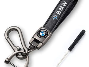 Car Black Genuine Leather Keychain Key Ring Lanyard Accessories Business Birthday Present Gifts for Black
