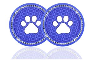JUSTTOP 2PCS Bling Crystal Paw Car Cup Holder Coaster