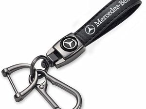 SDSHSM Genuine Leather Car Keychain for Mercedes Benz A C E S Class Series GLK CLA GLA GLC GLE CLS SLK AMG Series Key Ring for Men and Woean