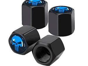 Gseigvee 4 Pack Skull Car Wheel Tire Valve Stem Caps Airtight Dust Proof Covers Universal Tire Air Valve Caps for Cars
