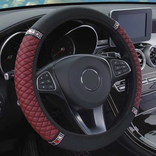 YSFKJ Diamond Leather Steering Wheel Cover with Sparkly Crystal Rhinestones YSFKJ Diamond Leather Steering Wheel Cover with Sparkly Crystal Rhinestones