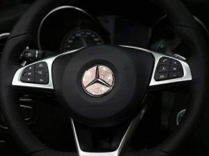 TopDall Steering Wheel Bling Crystal Emblem Accessory Interior Decal Sticker Compatible for Mercedes-Benz