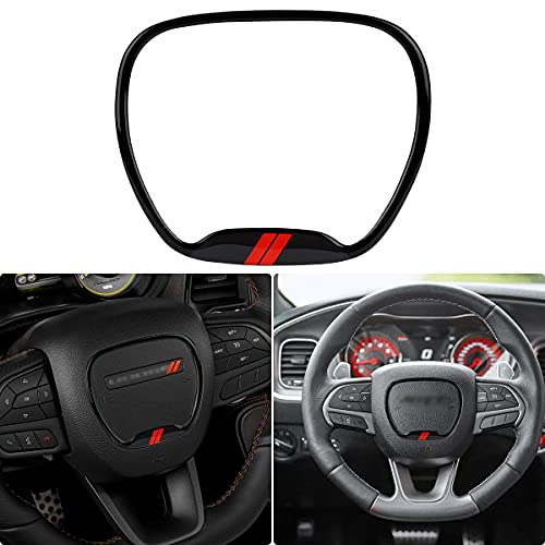 Auovo Steering Wheel Trim Cover for Charger Challenger Accessories 2015 2016 2017 2018 2019 2020 2021 3D Domed Badge Overlay Decal Trim Cover Sticker Interior Accessories (Black) Auovo Steering Wheel Trim Cover for Charger Challenger Accessories 2015 2016 2017 2018 2019 2020 2021 3D Domed Badge Overlay Decal Trim Cover Sticker Interior Accessories (Black)