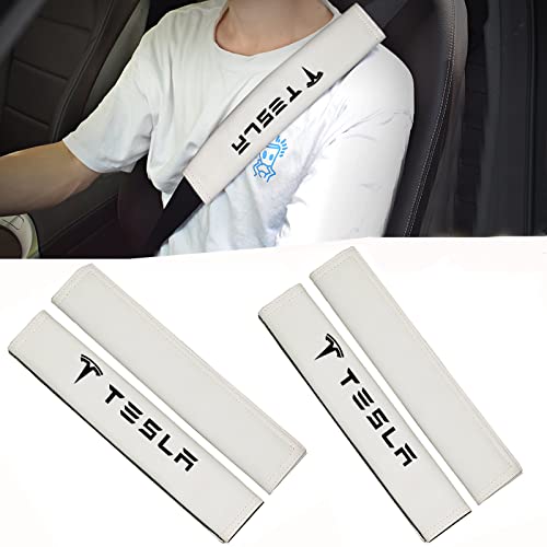 LANFAT 4 Pack Tesla Seat Belt Pad Cover LANFAT 4 Pack Tesla Seat Belt Pad Cover